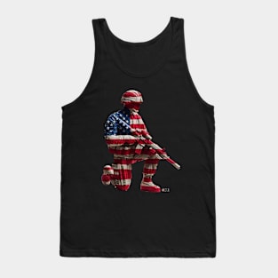 American Military Soldier and USA Flag by focusln Tank Top